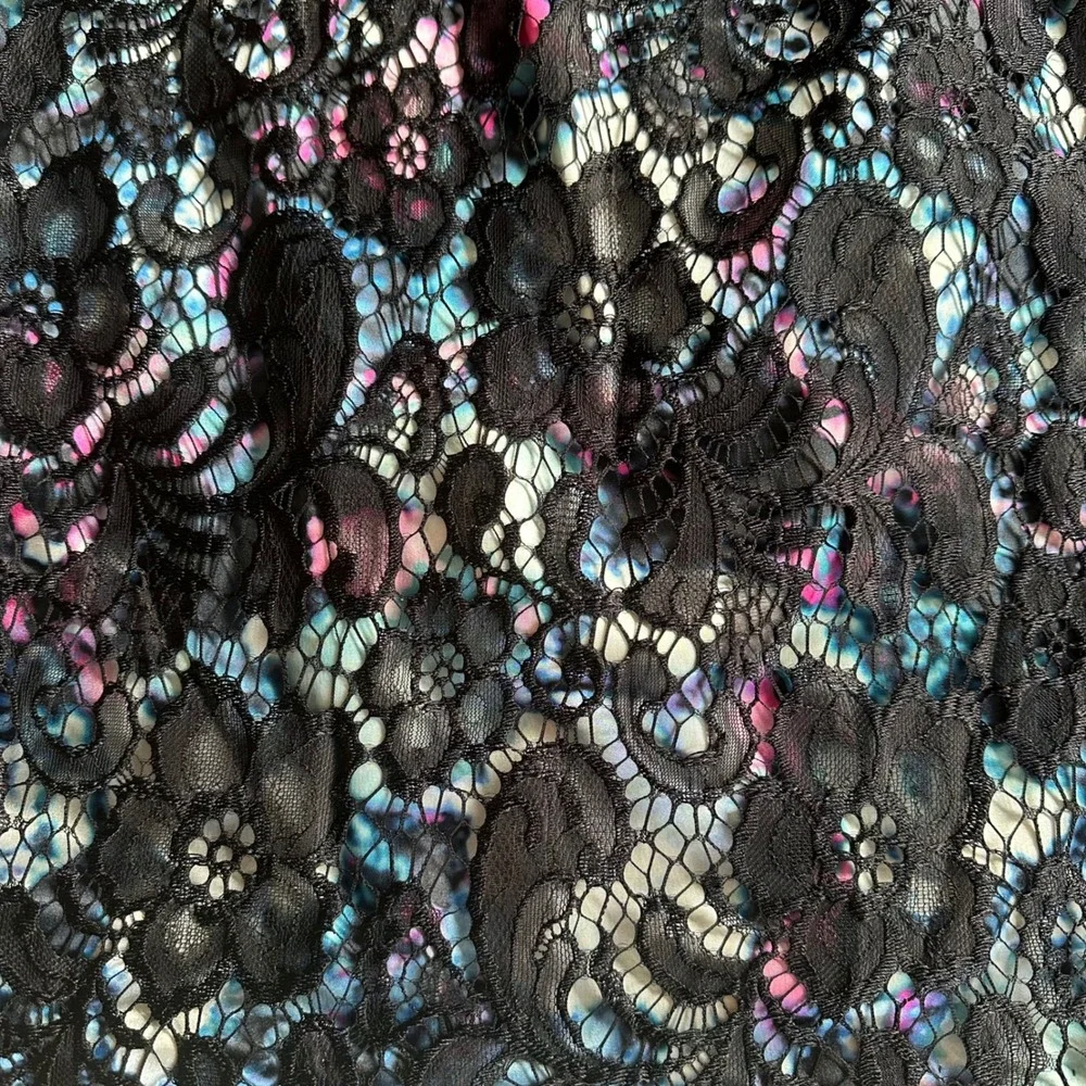 Alex Evenings Black Floral Lace‎ Sheath Dress 16W Mother of the Bride Guest